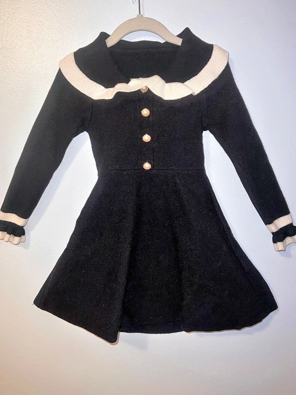 Girls Black & White Sweater Dress - Size 3T